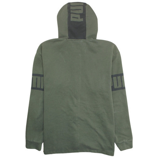 Puma Men's Green Full Zip Hoodie L Sports Fleece Sweatshirt