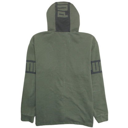 Puma Men's Green Full Zip Hoodie L Sports Fleece Sweatshirt
