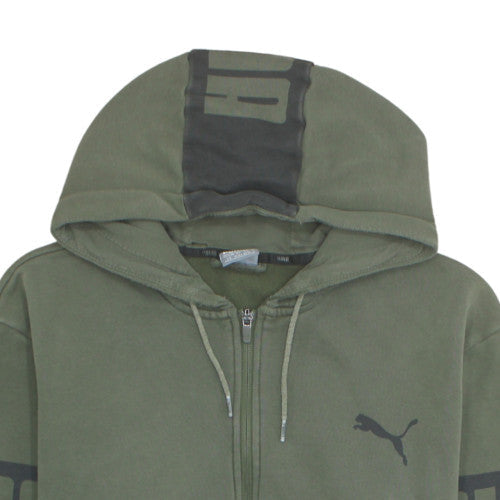 Puma Men's Green Full Zip Hoodie L Sports Fleece Sweatshirt