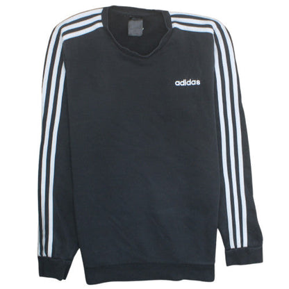 Adidas Men's Black Crew Neck Pullover Sweatshirt Size M Classic Stripe