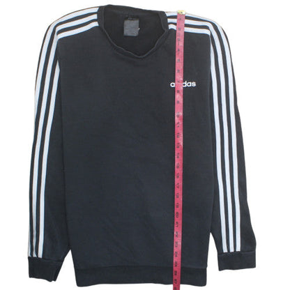 Adidas Men's Black Crew Neck Pullover Sweatshirt Size M Classic Stripe