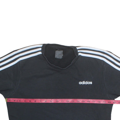 Adidas Men's Black Crew Neck Pullover Sweatshirt Size M Classic Stripe