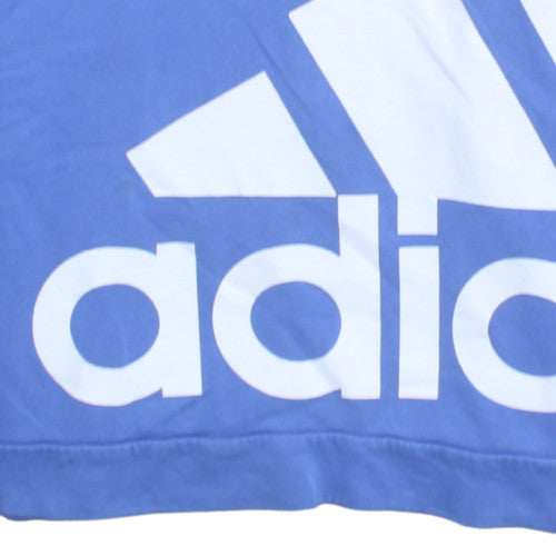 Adidas Men's Blue Pullover Hoodie Small Graphic Logo Sportswear