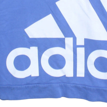 Adidas Men's Blue Pullover Hoodie Small Graphic Logo Sportswear