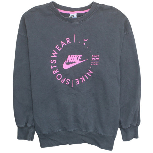 Nike Womens Black Pink Crew Neck Pullover Sweatshirt M