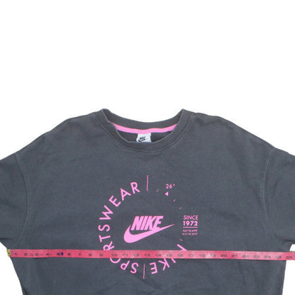 Nike Womens Black Pink Crew Neck Pullover Sweatshirt M