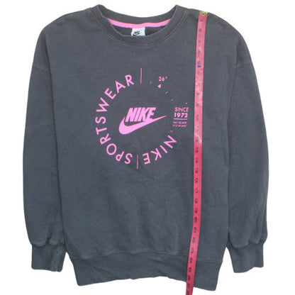 Nike Womens Black Pink Crew Neck Pullover Sweatshirt M