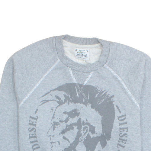 Diesel Men’s Grey Crew Neck Graphic Print Sweatshirt M