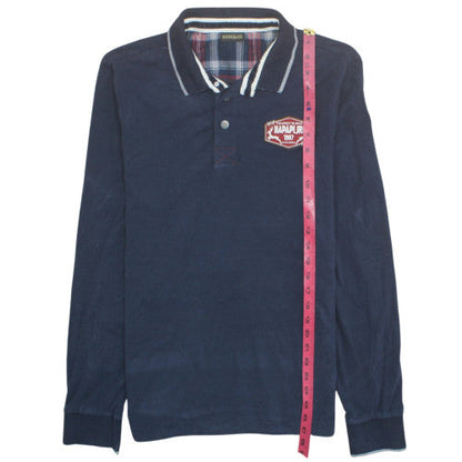 Napapijri Men's Blue Long Sleeve Cotton Button-Up Polo Shirt Size 36