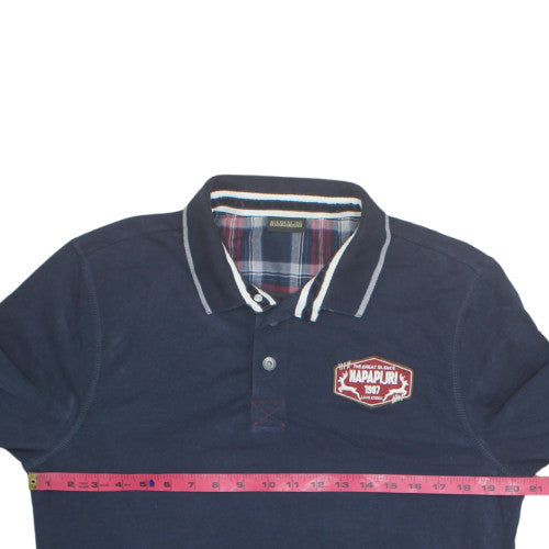 Napapijri Men's Blue Long Sleeve Cotton Button-Up Polo Shirt Size 36