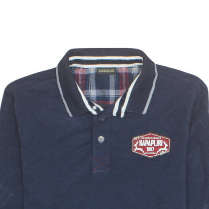 Napapijri Men's Blue Long Sleeve Cotton Button-Up Polo Shirt Size 36