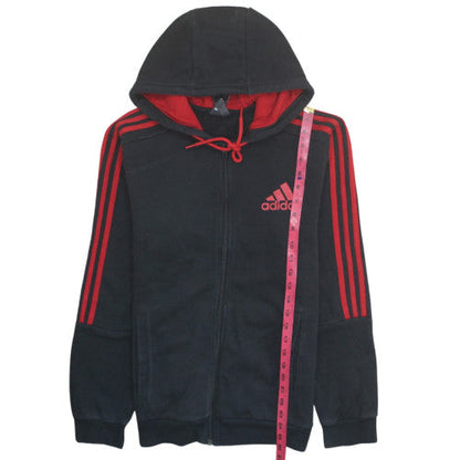 Adidas Men's Black Red Full Zip Hoodie M Sports Style
