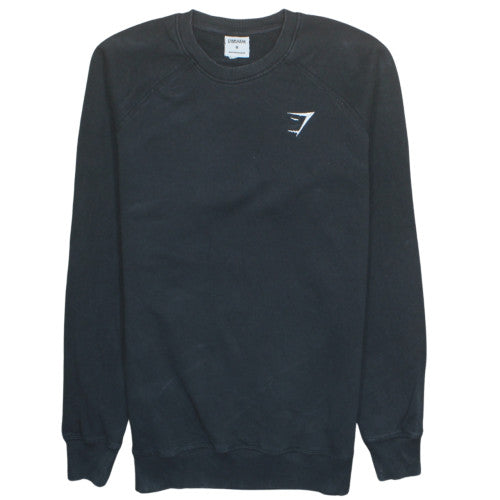 Gymshark Men's Black Crew Neck Fleece Sweatshirt Size M Regular Fit