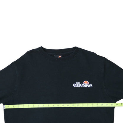 Ellesse Womens Black Crew Neck Pullover Sweatshirt UK 16 Cotton Blend