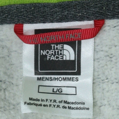 The North Face Men's Grey Green Pullover Hoodie L Logo Fleece Cotton Blend