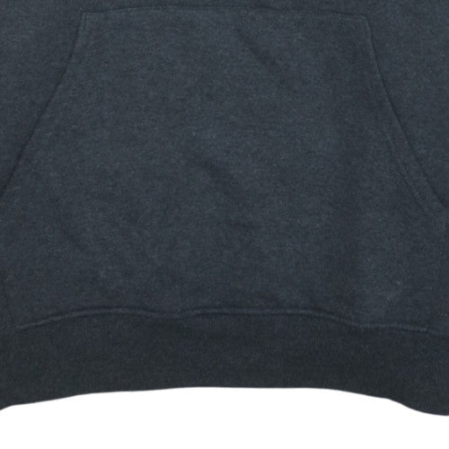 The North Face Men's Grey Green Pullover Hoodie L Logo Fleece Cotton Blend