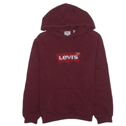 Levi's Men's Red Pullover Hoodie M Regular Fit Fleece Logo