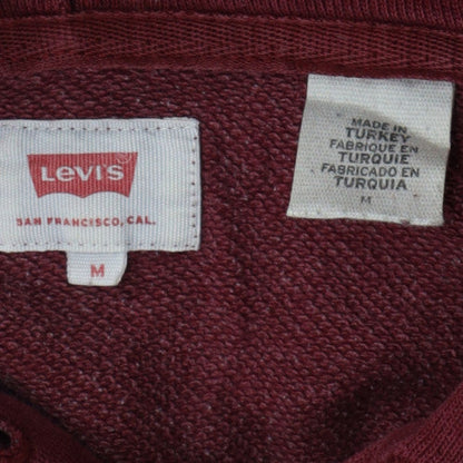 Levi's Men's Red Pullover Hoodie M Regular Fit Fleece Logo