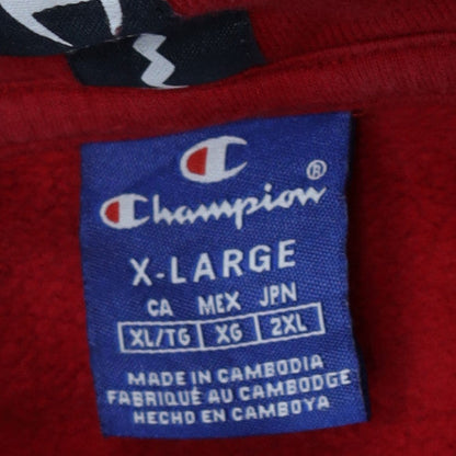 Champion Men's Red XL Pullover Hoodie with Logo Drawstring