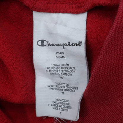 Champion Men's Red XL Pullover Hoodie with Logo Drawstring