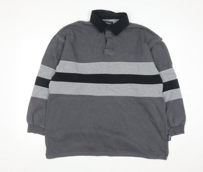 Watsons Heavies Men's Grey Long Sleeve Rugby Shirt L Cotton