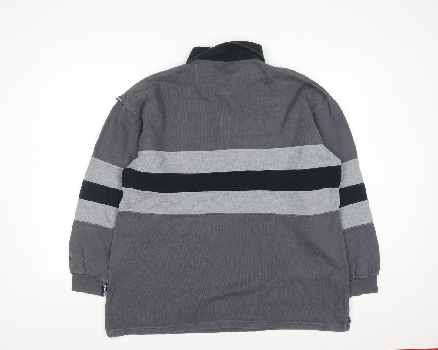 Watsons Heavies Men's Grey Long Sleeve Rugby Shirt L Cotton