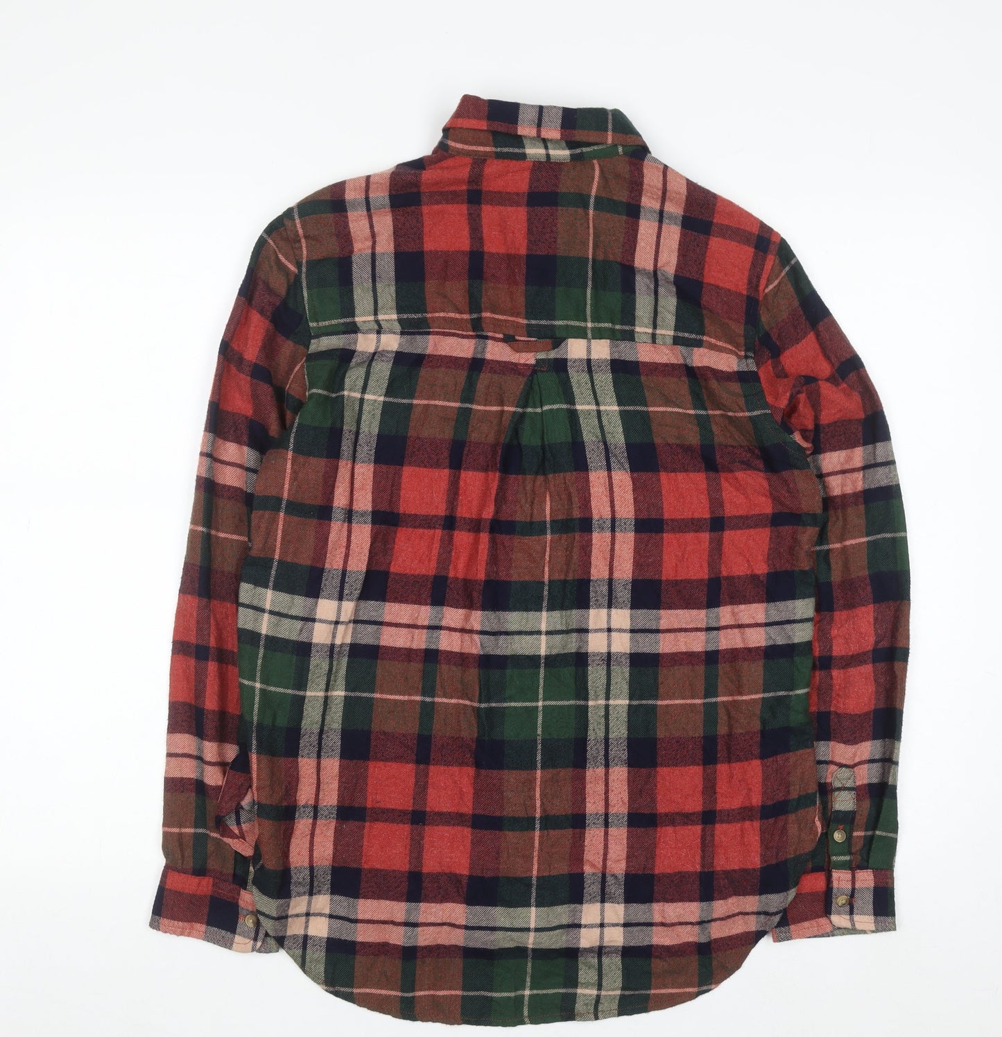 American Eagle Men Red Green Plaid Flannel Button-Up Shirt Medium