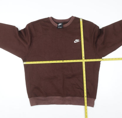 Nike Men Brown Logo Crew Neck Pullover Sweatshirt Size L