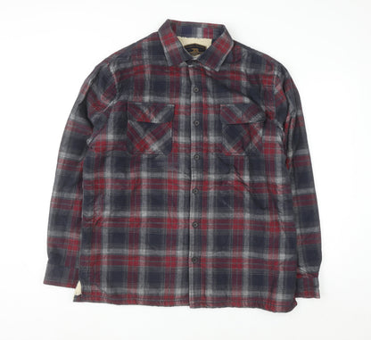 Freedom Foundry Men's Red Plaid Flannel Sherpa Lined Button-Up Shirt L