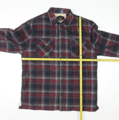 Freedom Foundry Men's Red Plaid Flannel Sherpa Lined Button-Up Shirt L