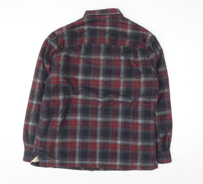 Freedom Foundry Men's Red Plaid Flannel Sherpa Lined Button-Up Shirt L