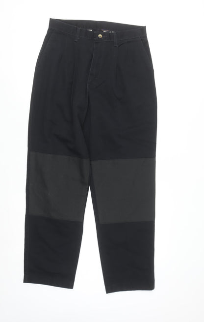 Timber Creek Men's Black Cotton Pleated Chino Trousers 31x32 Regular Fit