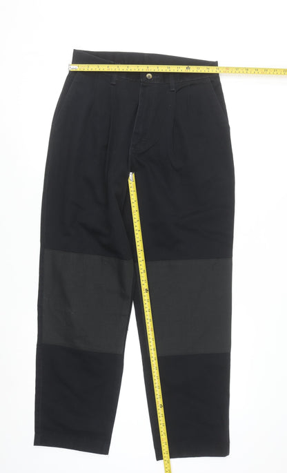 Timber Creek Men's Black Cotton Pleated Chino Trousers 31x32 Regular Fit