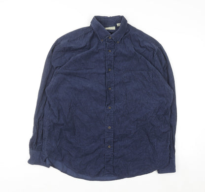 Crossings Men's Navy Corduroy Button-Up Shirt Large Classic Fit