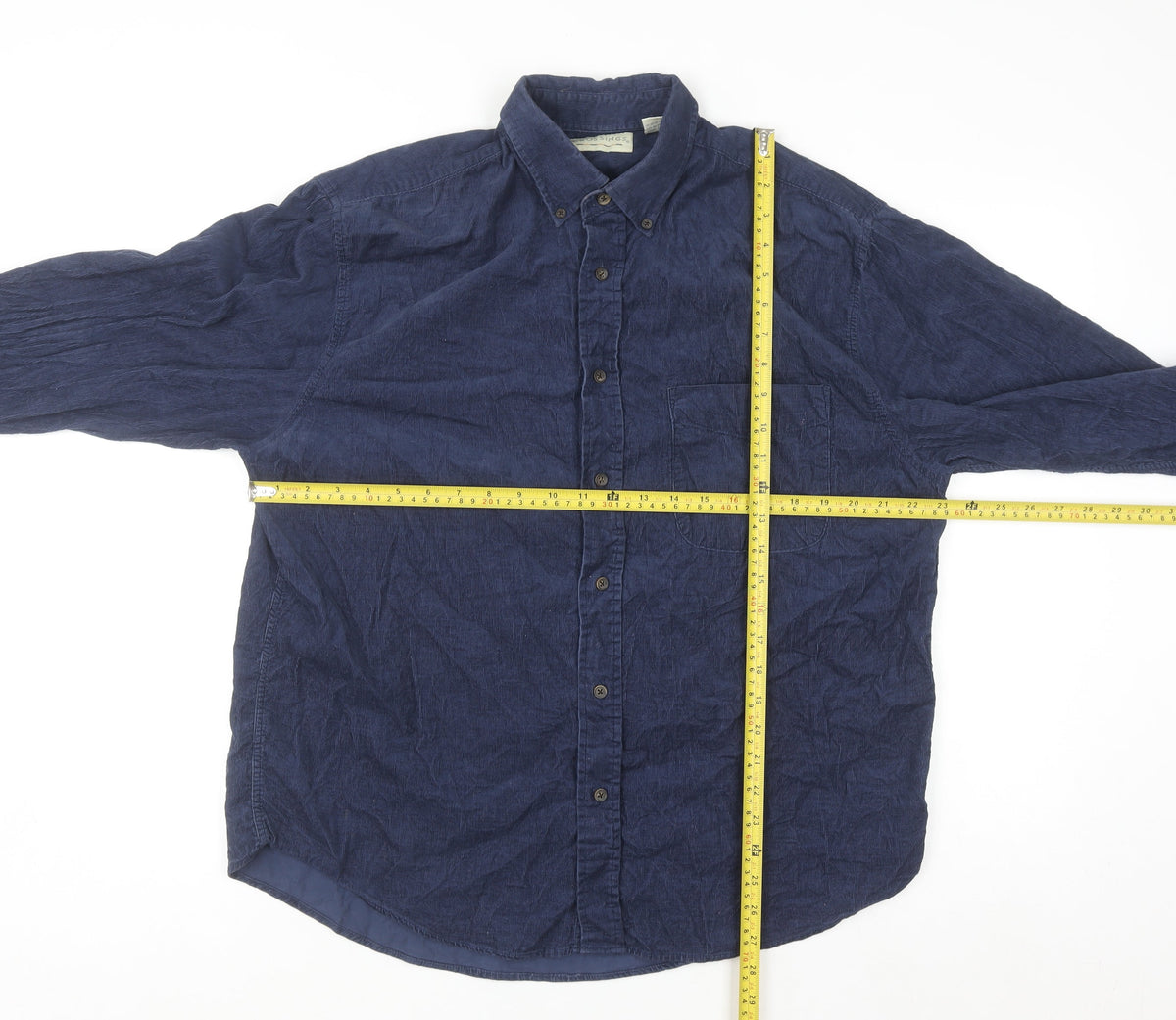 Crossings Men's Navy Corduroy Button-Up Shirt Large Classic Fit