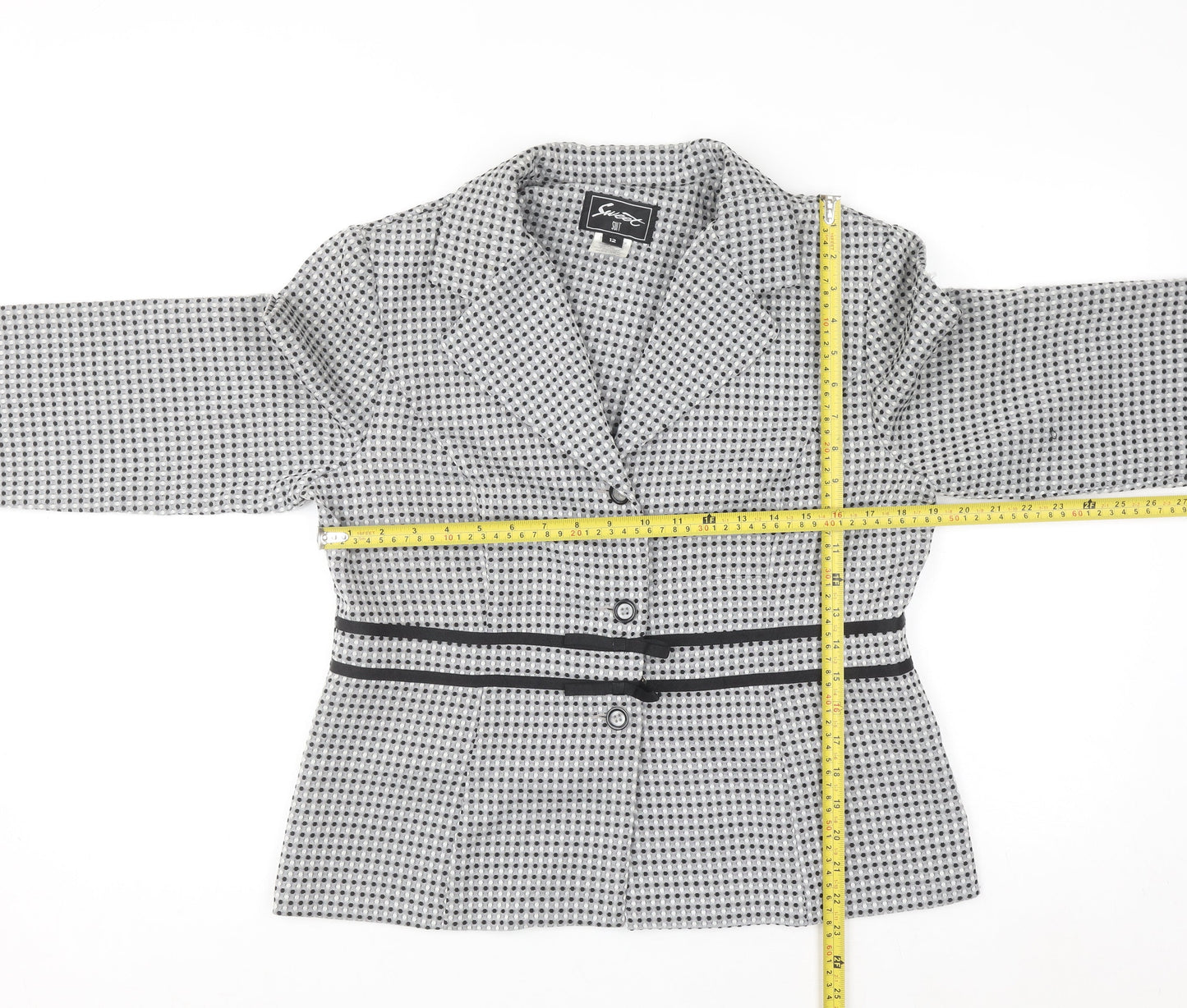 Sweet Women’s Grey Check Single-Breasted Suit Jacket Size 12