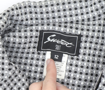 Sweet Women’s Grey Check Single-Breasted Suit Jacket Size 12