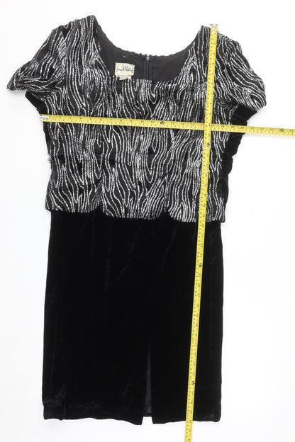 Joseph Ribkoff Women’s Black Velvet Sheath Dress Size 10 Short Sleeve Party Cocktail