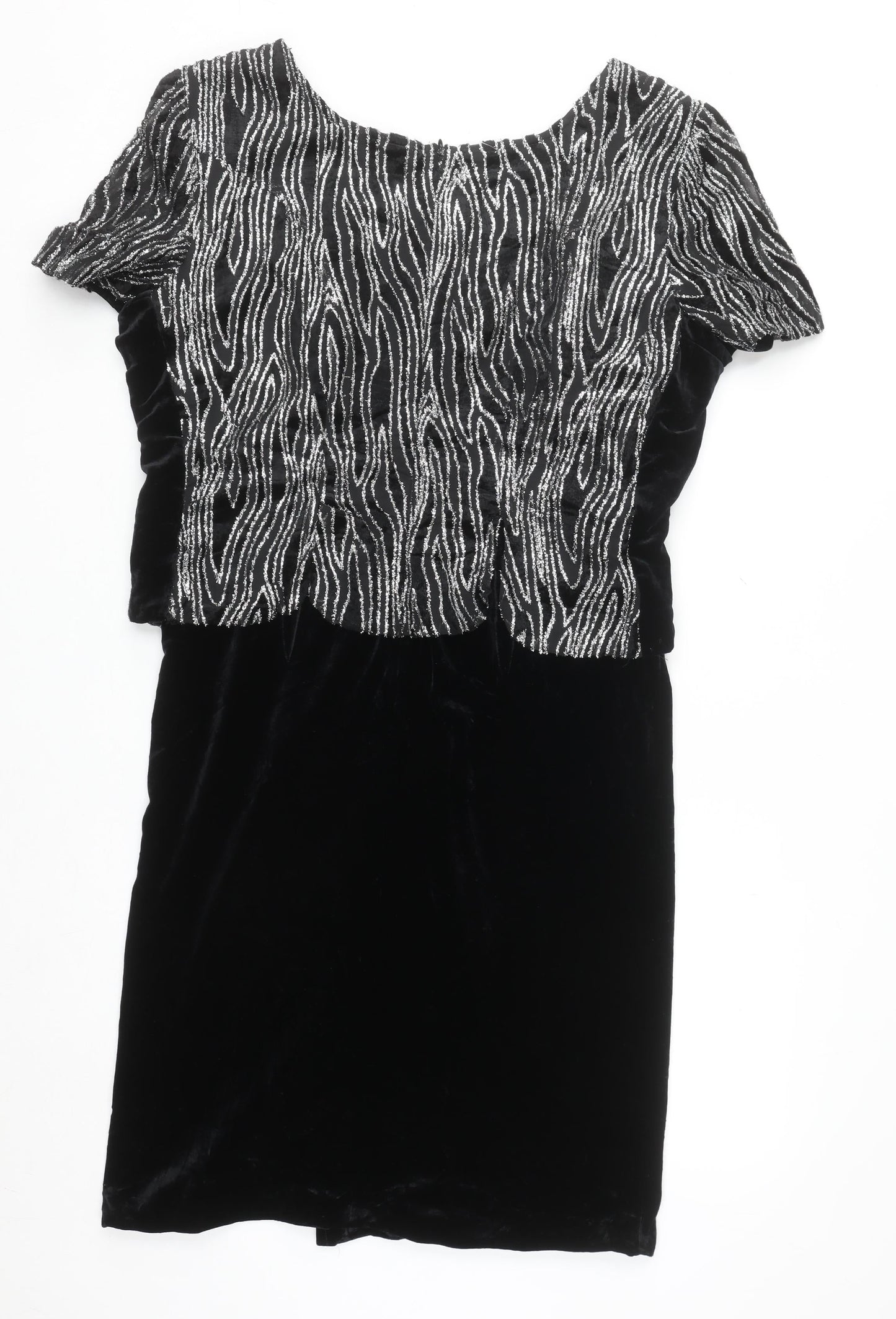 Joseph Ribkoff Women’s Black Velvet Sheath Dress Size 10 Short Sleeve Party Cocktail