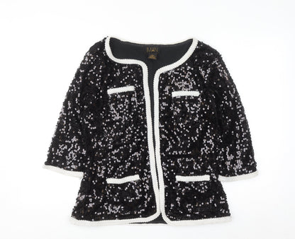 IMAN Women's Black Sequin Tuxedo Style Blazer Jacket Size M