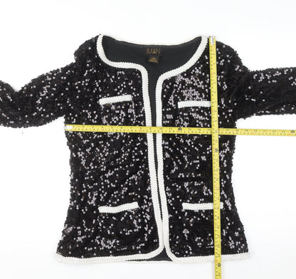 IMAN Women's Black Sequin Tuxedo Style Blazer Jacket Size M