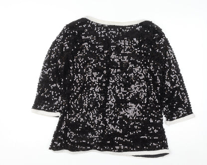 IMAN Women's Black Sequin Tuxedo Style Blazer Jacket Size M