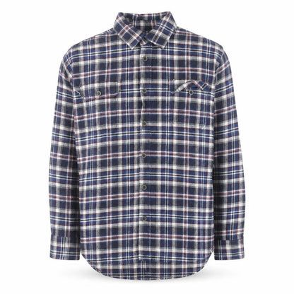 JACHS Men's Blue Plaid Flannel Button-Up Long Sleeve Shirt L