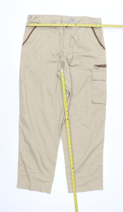 Scandia Woods Men's Beige Cargo Trousers Size 36L Cotton Workwear
