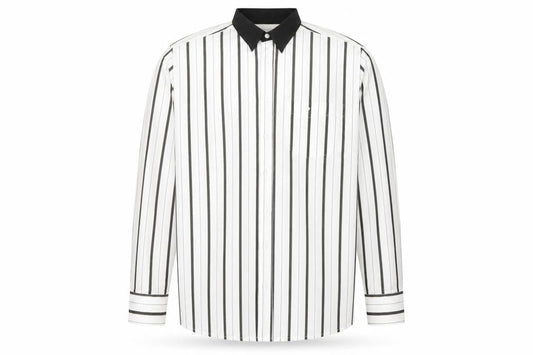 Giorgio Fellini Men's White Striped Long Sleeve Button-Up Shirt 16.5 42in