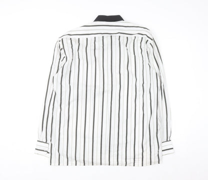 Giorgio Fellini Men's White Striped Long Sleeve Button-Up Shirt 16.5 42in