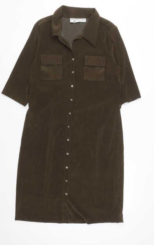 Kathy Ireland Women’s Brown Size 16 Button Shirt Dress