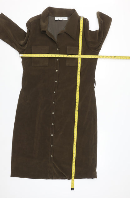 Kathy Ireland Women’s Brown Size 16 Button Shirt Dress