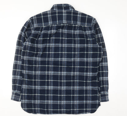 L.L.Bean Men's Blue Check Flannel Button-Up Shirt Size L Tall