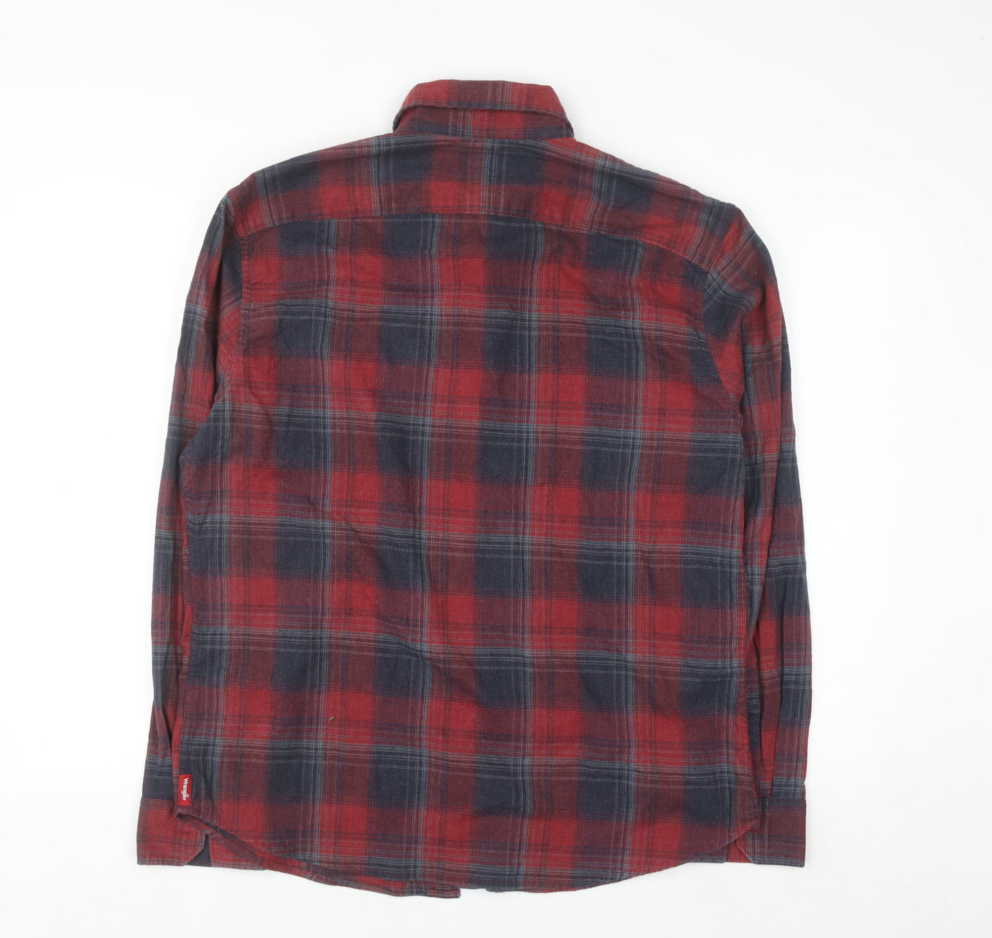Wrangler Men's Red & Navy Check Flannel Long Sleeve Button-Up Shirt Size L